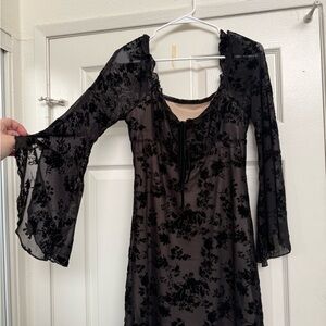 Black Floral Sheer Dress